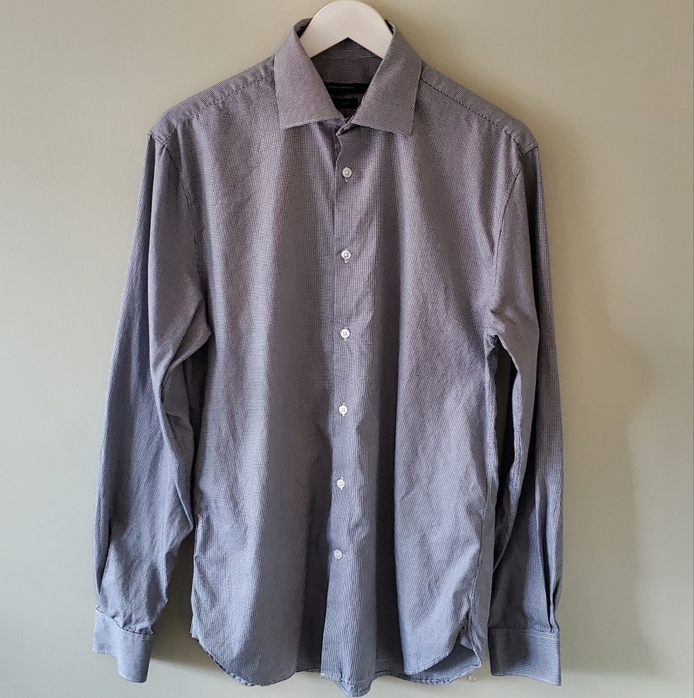 John Varvatos 15 Luxury Old Money  Herringbone Preppy Button Down Dress Shirt